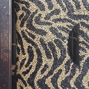 Rachel Zoe Black and Gold Beaded Clutch